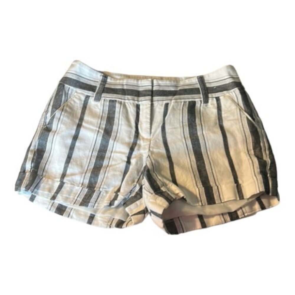 Women's Express Bermuda Stripe Shorts White Gray Midi Low-Rise  Size 6 GUC #7406